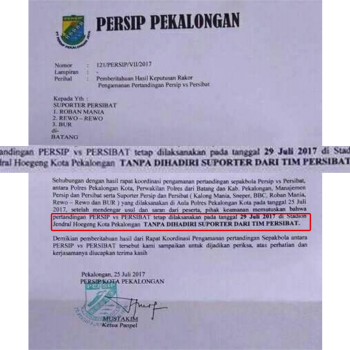 suporter persibat dilarang