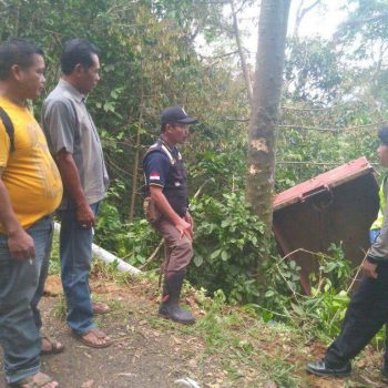 truk tiang listrik terguling