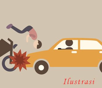 ilustrasi motor tabrak mobil