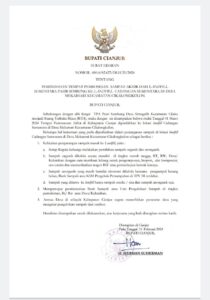 Surat Edaran Bupati Cianjur tentang pemanfaatan TPA cadangan Mekarsari. Dokumen Warta Desa (07/02/2024)