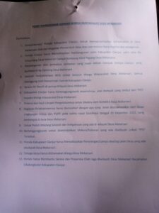 Tuntutan warga Desa Mekarsari. Dokumen Warta Desa, Rabu (06/03/2024).